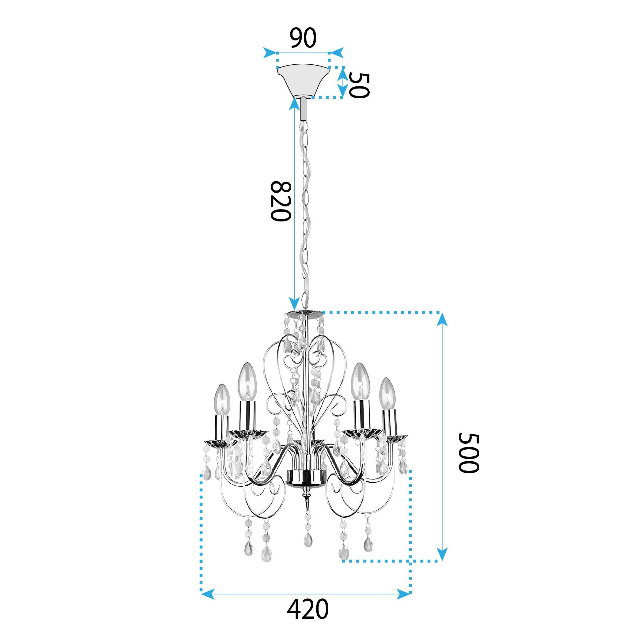 Mennyezeti Lámpa Ebt008-5cp Chrome 8